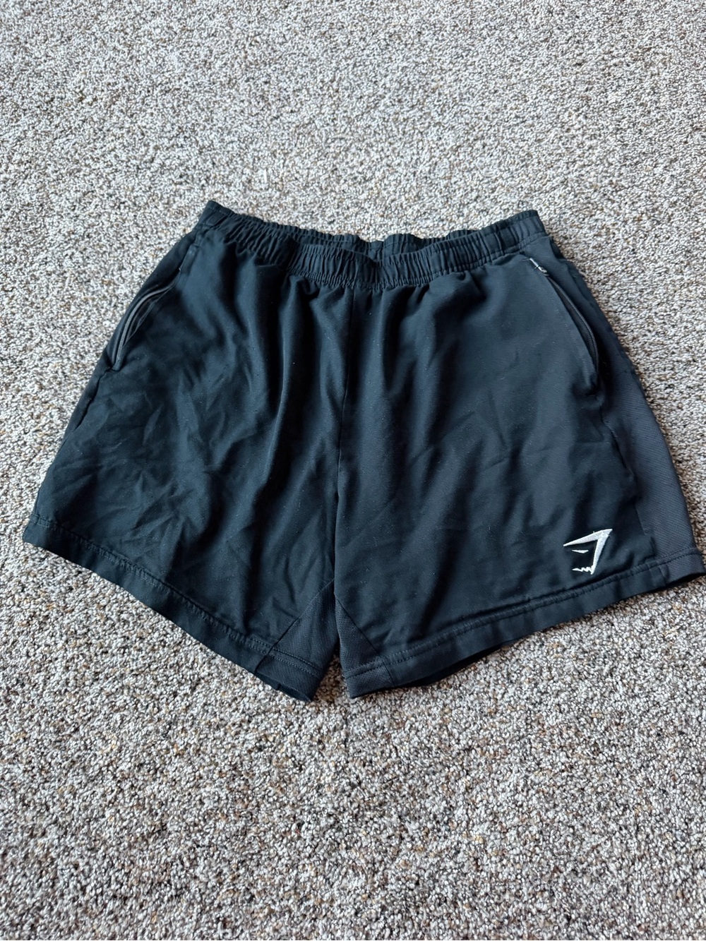 Gymshark Men's Large Black Training Shorts Zip Pockets Drawstring Athletic